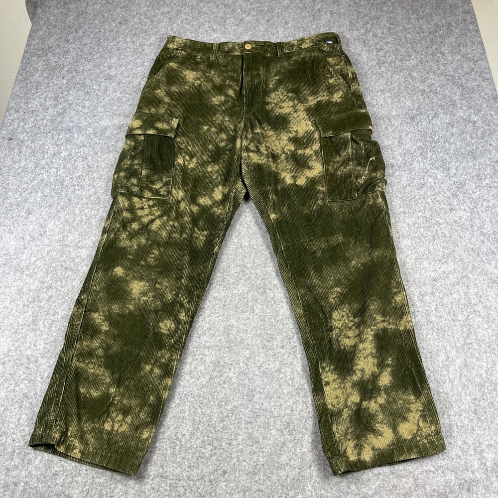 Vans Corduroy Loose Tapered Tie Dye Cargo Pants Mens 34 Olive Green